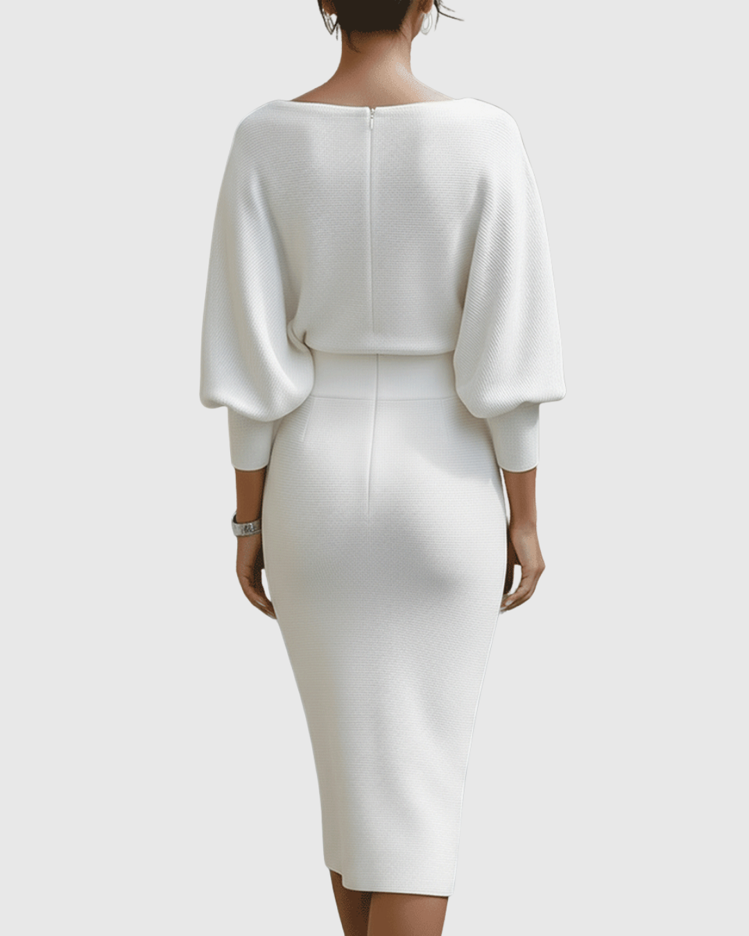 Drapiertes Batwing Midi-Kleid Damen Regular Fit Elegant