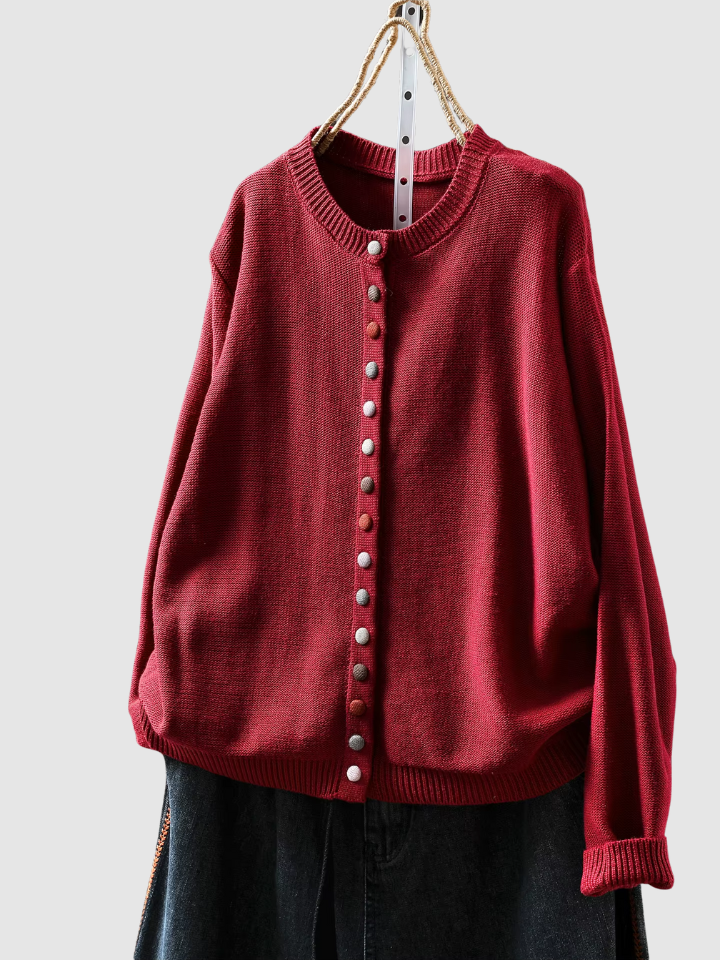 Damen Strickcardigan Relaxed Fit Freizeit mehrfarbige Knöpfe