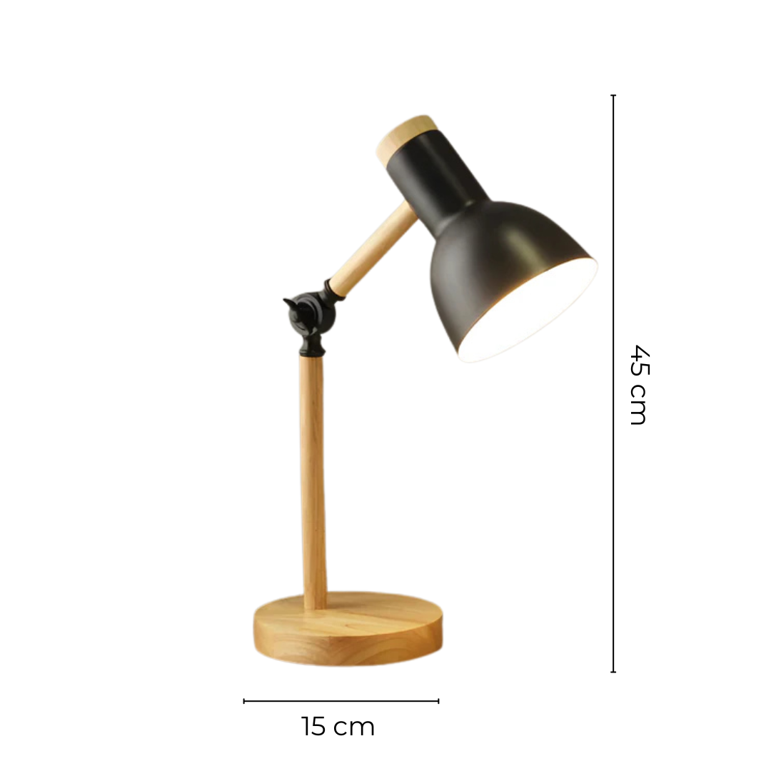 Verstellbare LED-Tischlampe Modernes Holz-Metall Design Wohnzimmer