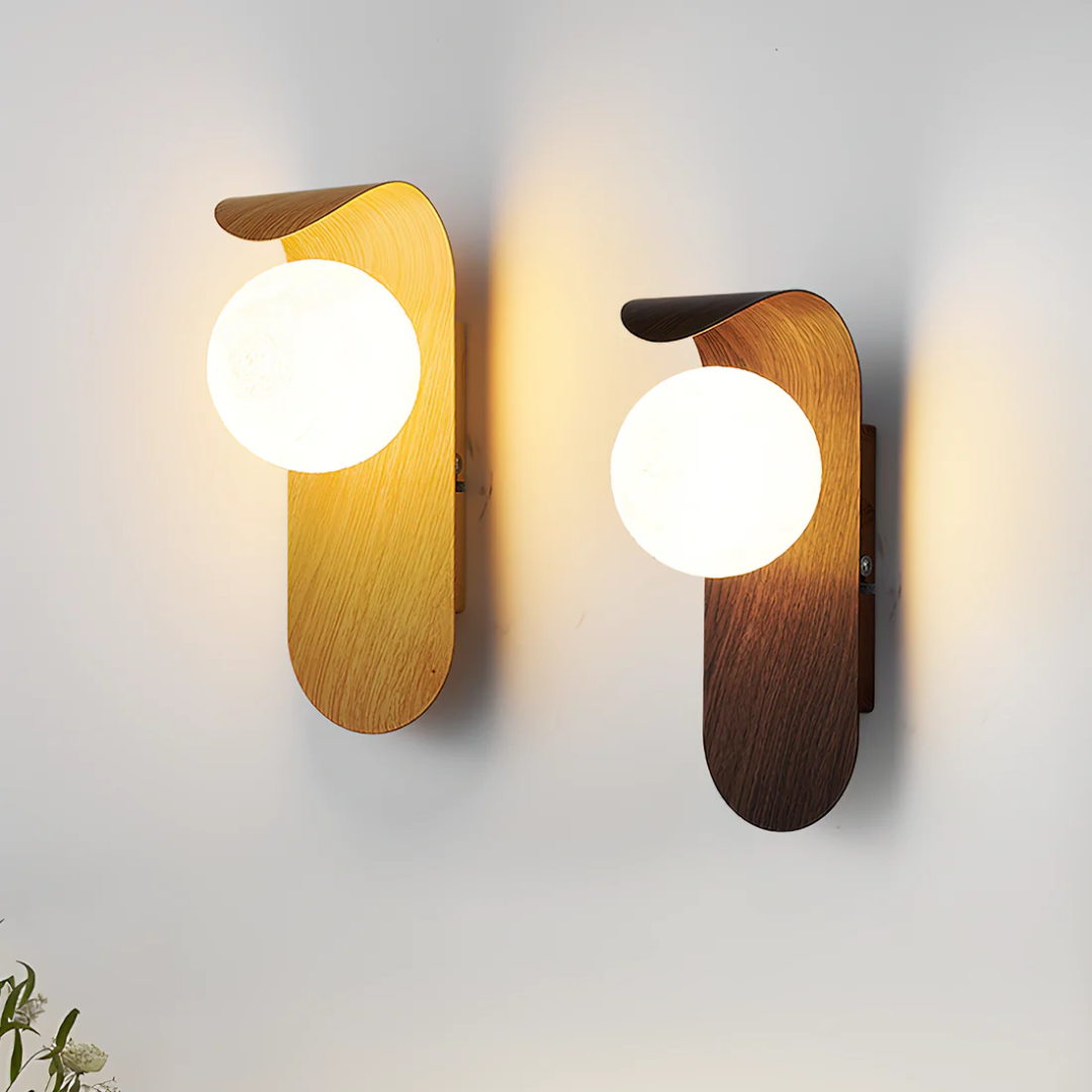 Wandleuchte Skandinavisch Holz Globus Minimalistisch Wohnzimmer