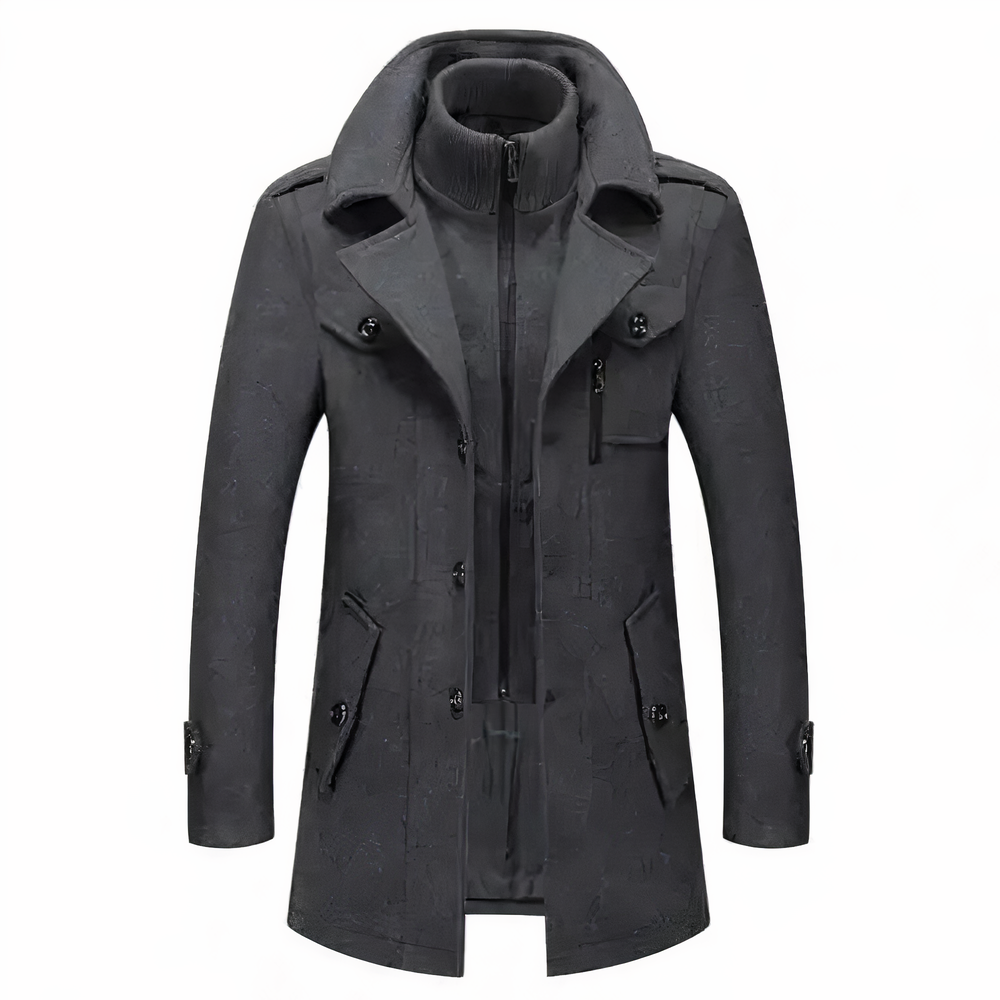 Herren Doppelkragenmantel Slim Fit Business Wollmischung