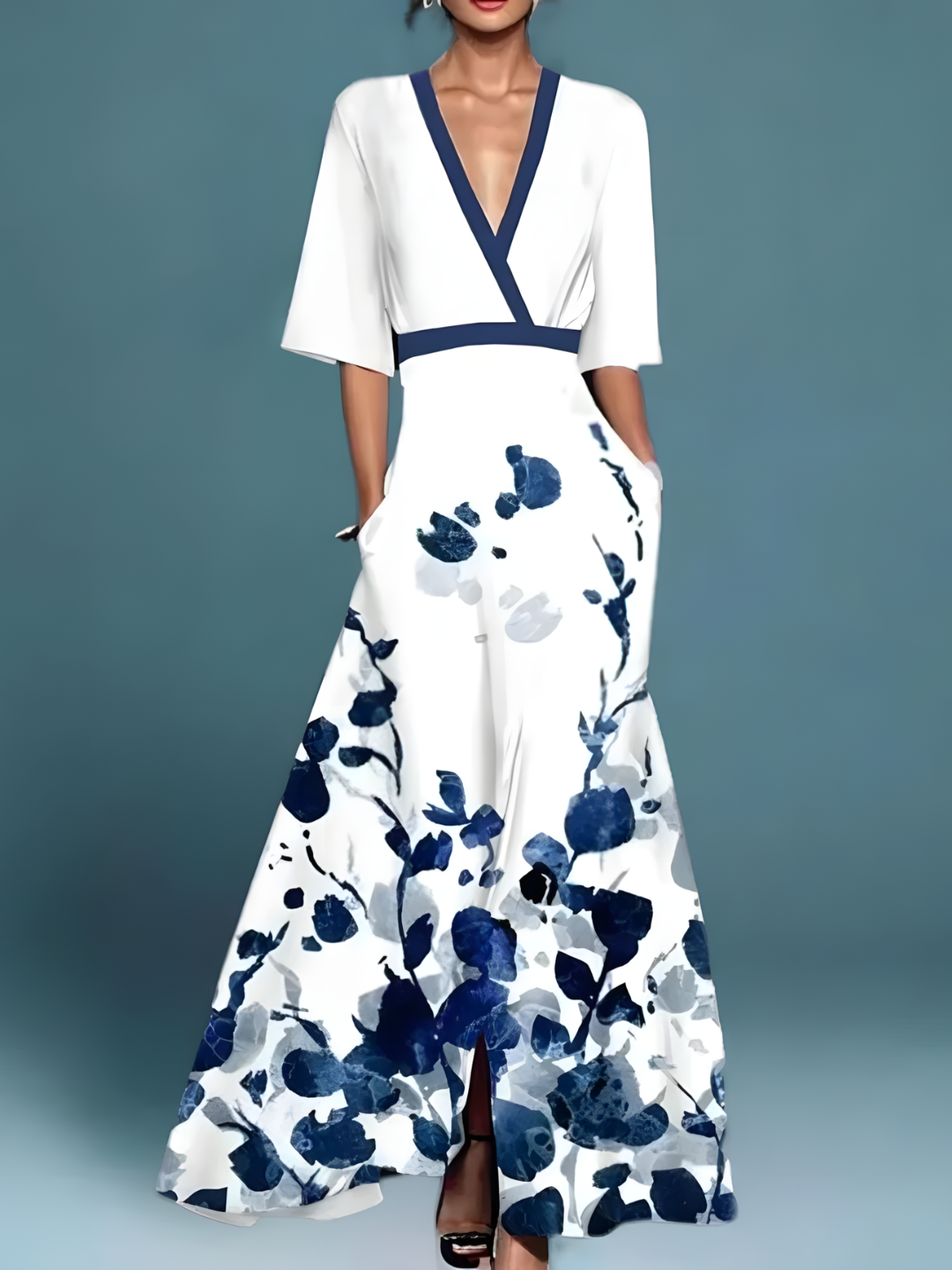 Kleid Damen Blumenmuster Regular Fit Elegant