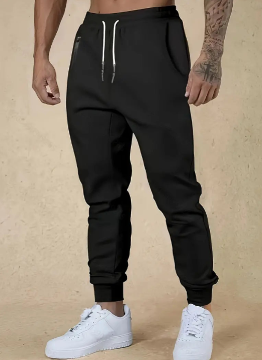 Bequeme Jogginghose für Herren mit verstellbarem Kordelzug in Schwarz