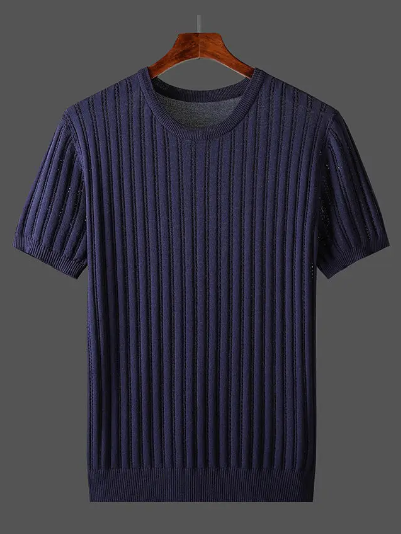 Damen T-Shirt Elegant mit Rippstrick und Streifendesign für Freizeit 10