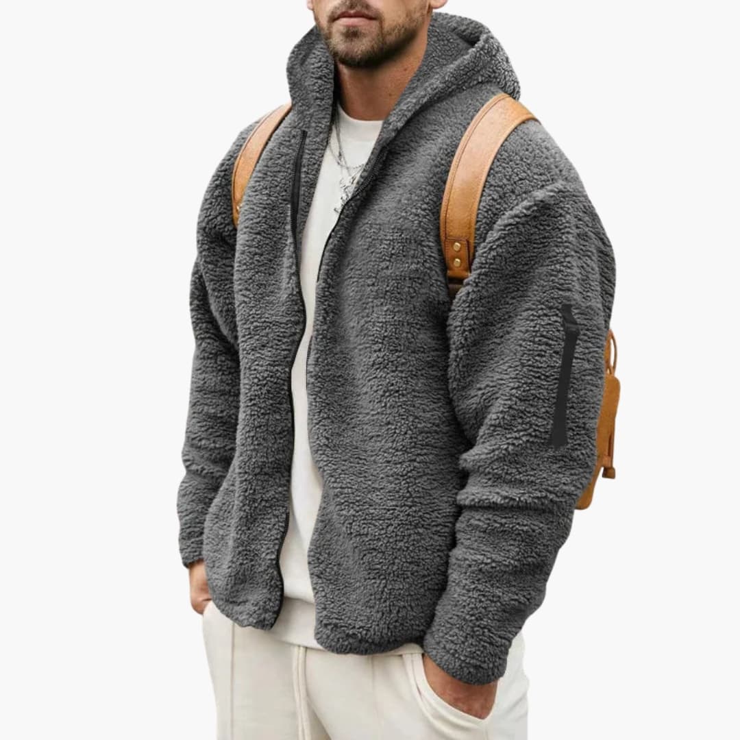 Fleecejacke Herren | Kapuzenjacke mit Reißverschluss & Seitentaschen | Bequeme Passform für Alltag und Freizeit 4