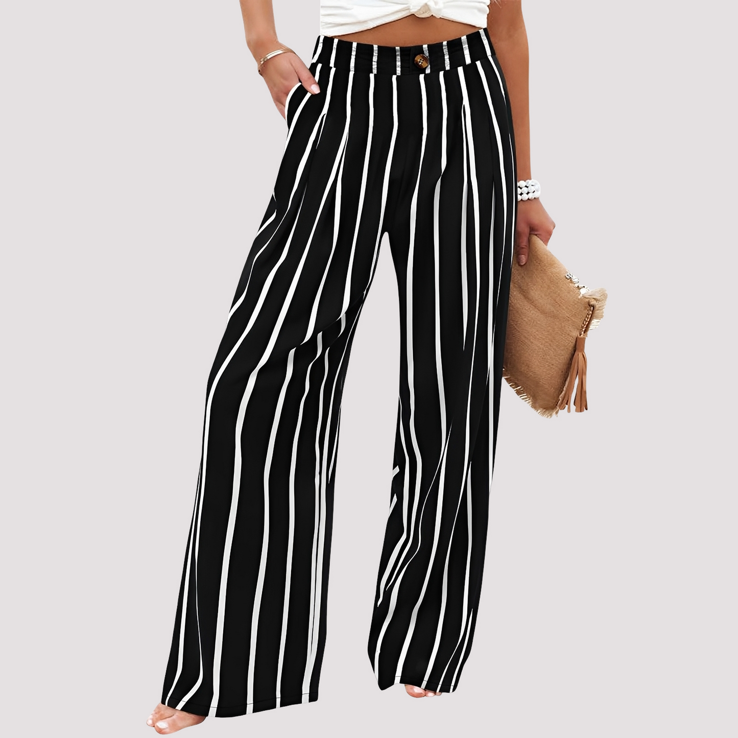 Damenhose Weites Bein High Waist Relaxed Fit Casual