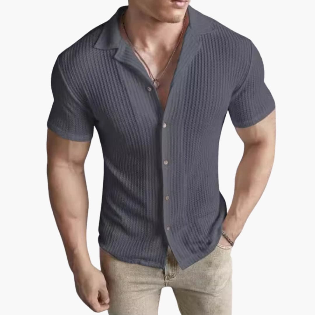 Herren T-Shirt mit Waffelmuster und Rundhalsausschnitt für den Alltag 2