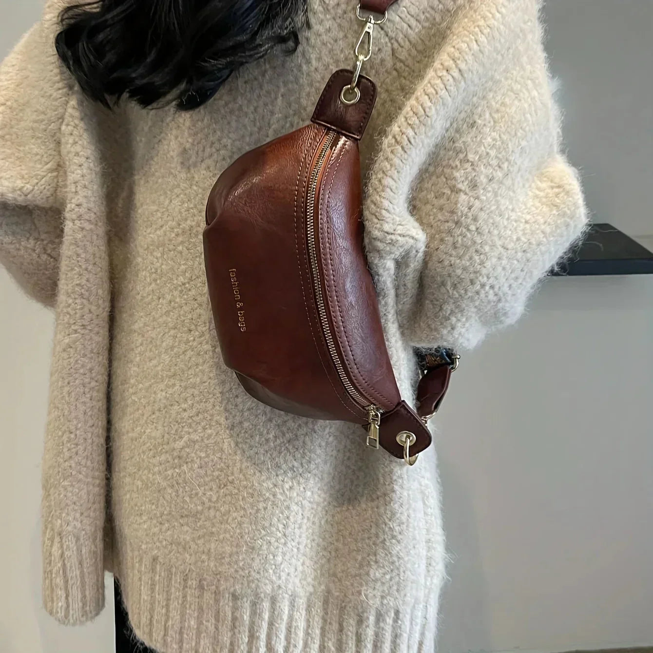 Damen Gürteltasche Vegan Leder Freizeit Verstellbar