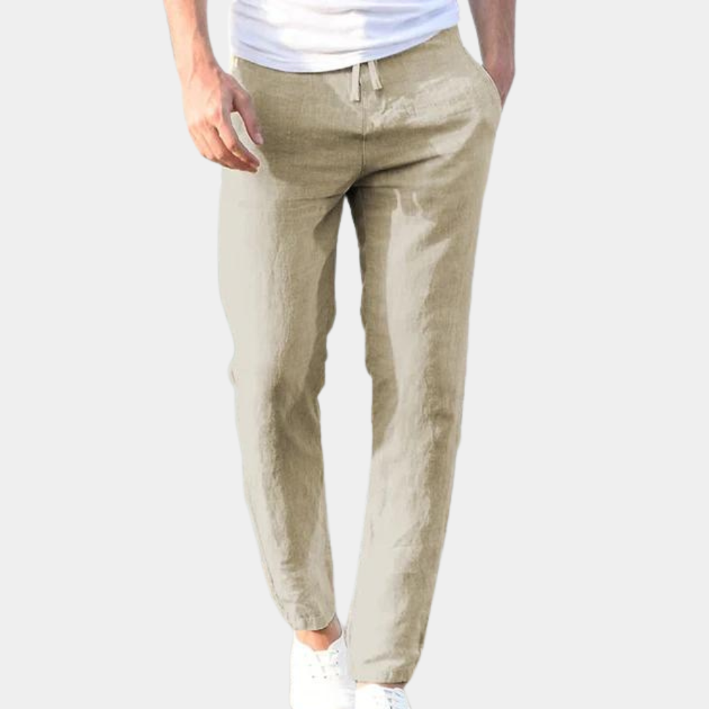 Leinenhose für Herren | Atmungsaktive Sommerhose mit Elastischem Bund | Bequeme Passform für Jeden Anlass 4