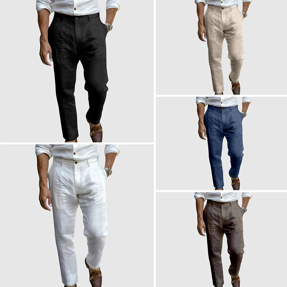Herren Stoffhose knöchellang mit klassischem Schnitt und Knopfverschluss