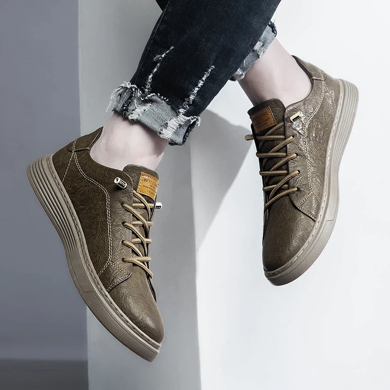 Sneaker Herren Regular Fit Freizeit aus veganem Leder