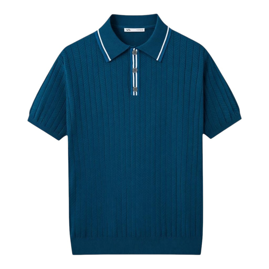 Herren Polohemd mit Chevron-Strick für smart-casual Stil