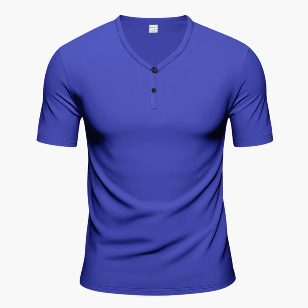 Herren Kurzarm Henley T-Shirt mit Struktur und Knopfleiste