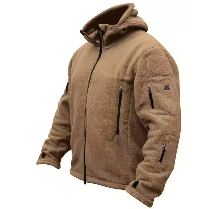 Taktische Kapuzenfleecejacke Herren Regular Fit Freizeit