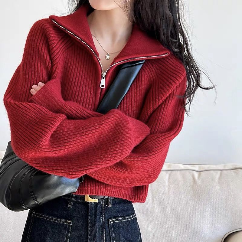 Damen Oversize Pullover Quarter-Zip Freizeit