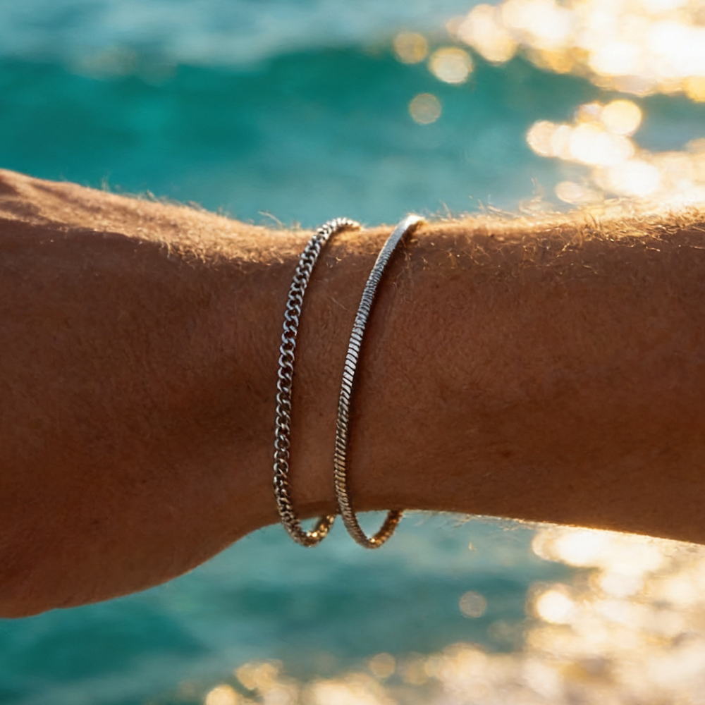 Dünnes Kettenarmband-Set Herren Minimalistisch Streetwear