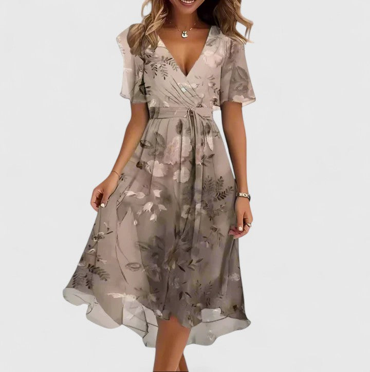 Damen Kurzkleid Slim Fit Freizeit Elegant Florales Muster
