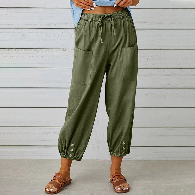 Damenhose Relaxed Fit Casual mit Taillenknoten und maritimem Stil