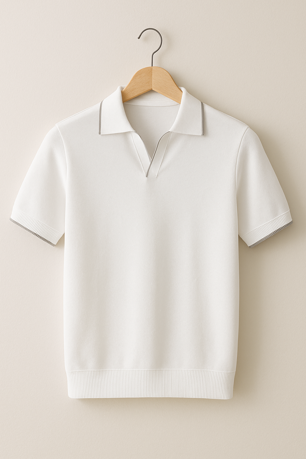 Herren Slim Fit Kurzarm Strickpolo Casual Freizeit