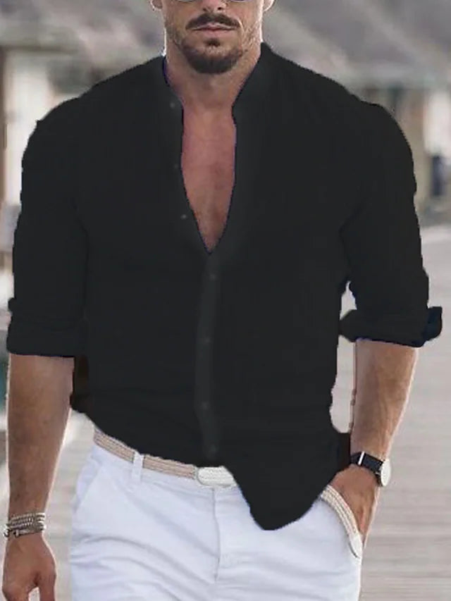 Stilvolles Leinenhemd Herren | Atmungsaktives Design mit V-Ausschnitt | Komfortable Sommermode für Herren 5