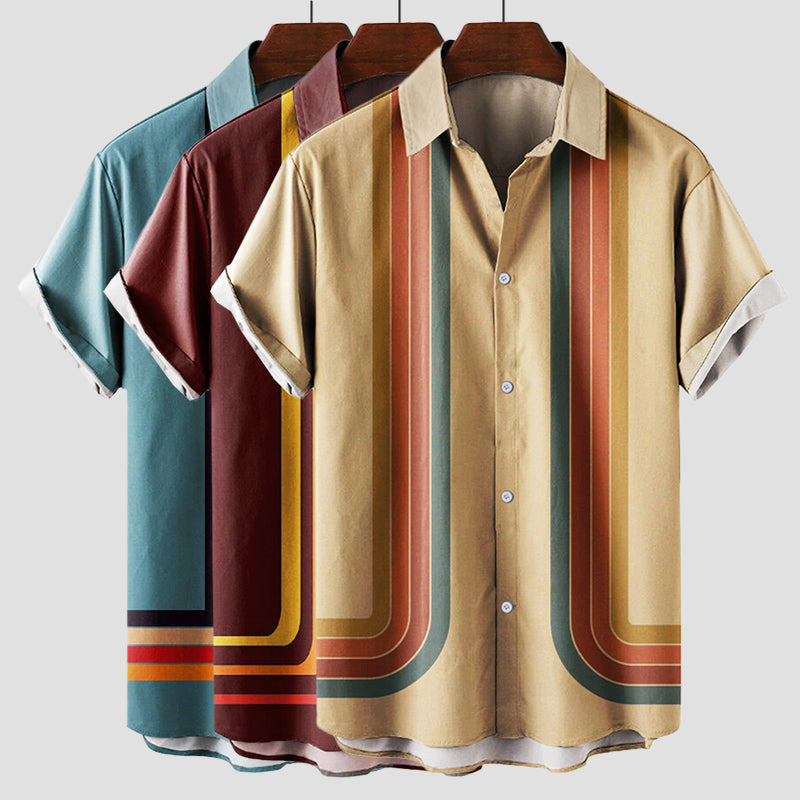 Retro Hemd für Herren im Sommerstil mit Streifenmuster