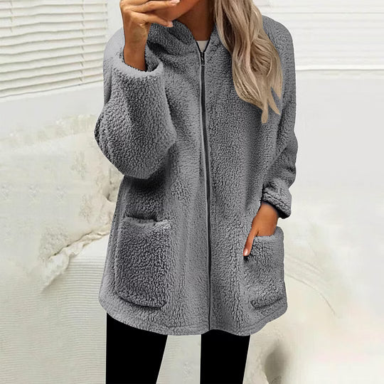 Damen Fleecejacke Regular Fit Freizeit mit hohem Kragen und Reißverschluss