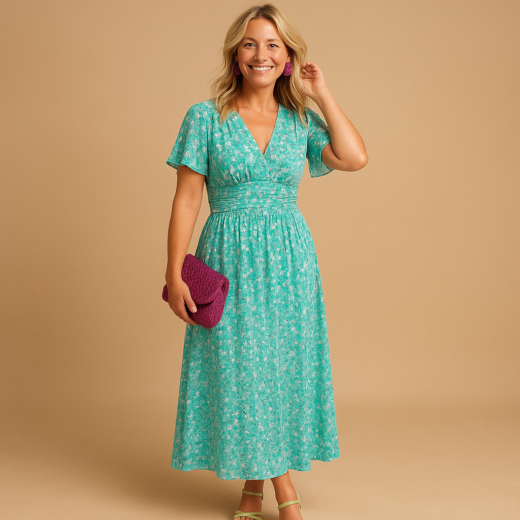 Milly | Damen Kleid Regular Fit Freizeit mit V-Ausschnitt und Blumenmuster