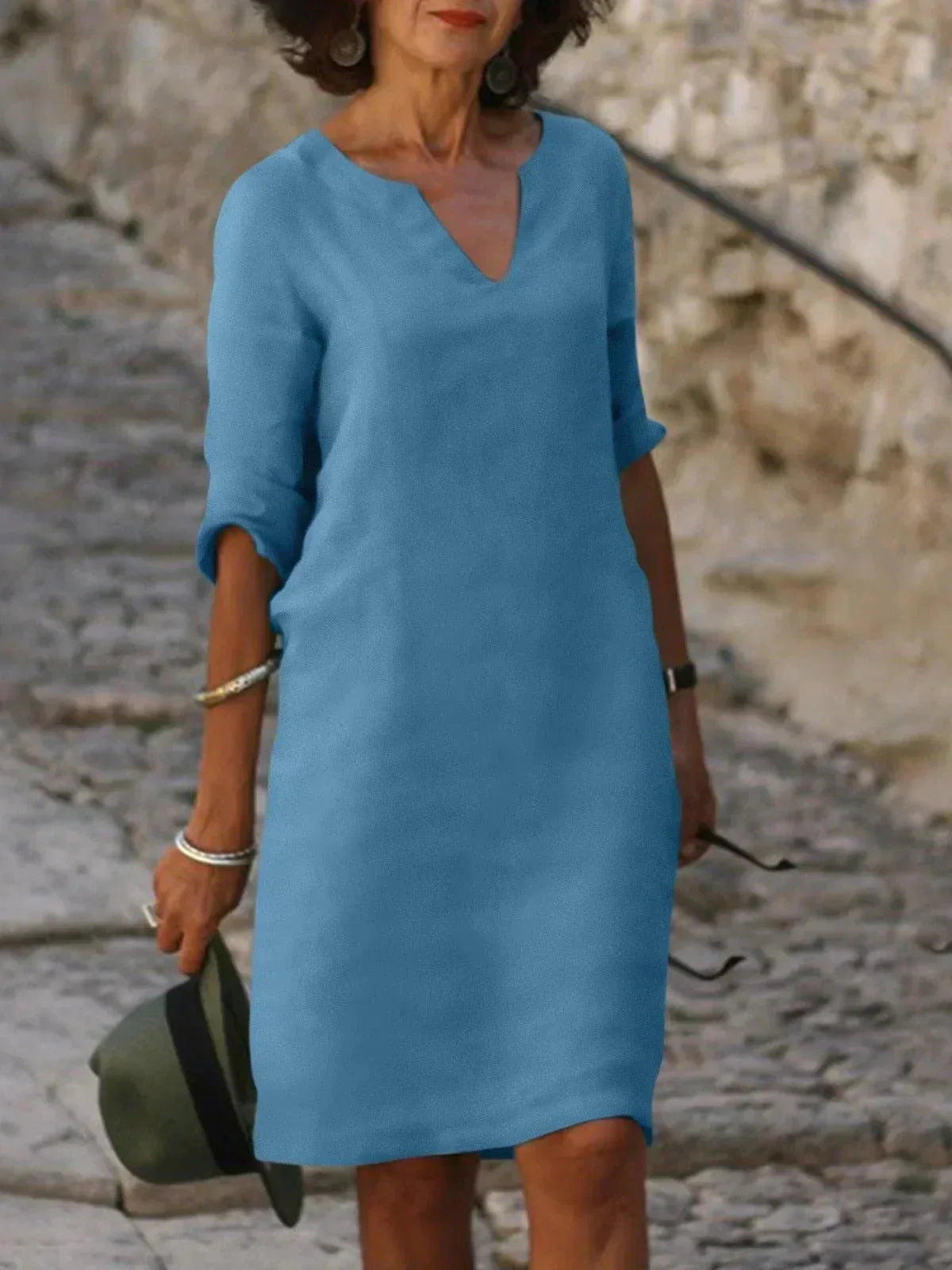 Damen Midi Kleid Regular Fit Freizeit Sommer Elegant
