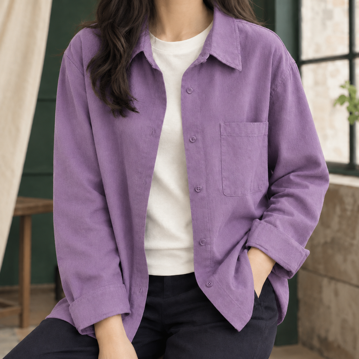 Damen Overshirt Relaxed Fit Freizeit lässig