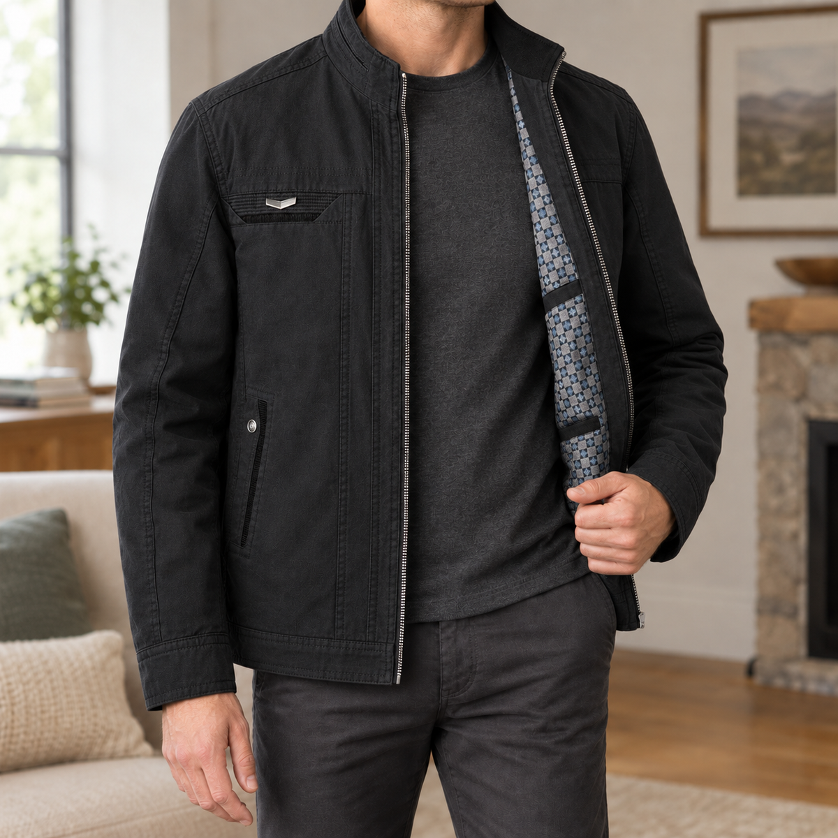 Stehkragenjacke Herren Regular Fit Casual