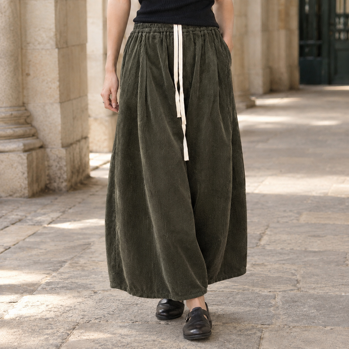 Weite Damenhose Relaxed Fit Casual mit Kordelbund