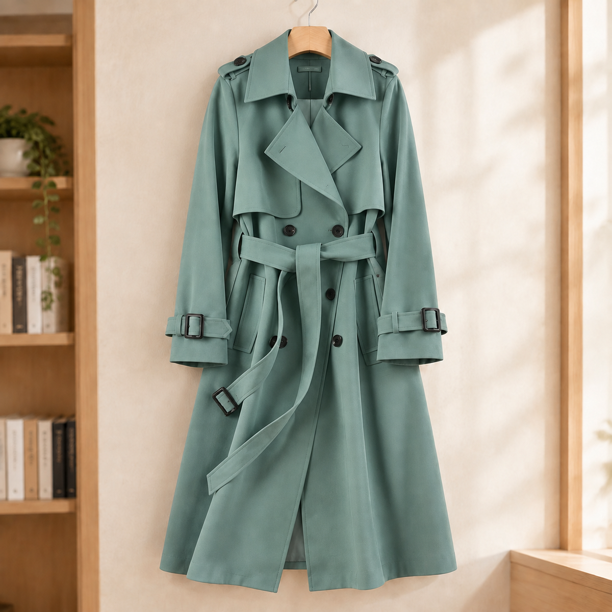 Damen Trenchcoat Gürteljacke Regular Fit Casual