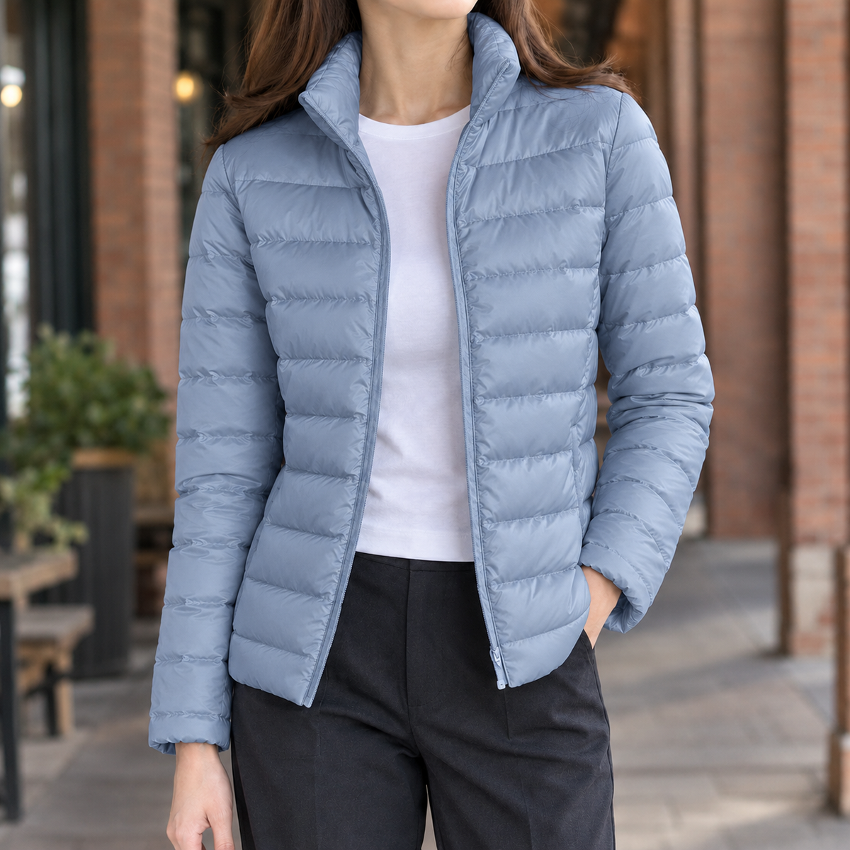 Damen Slim Fit Steppjacke Kaschmirgefüllt Freizeit