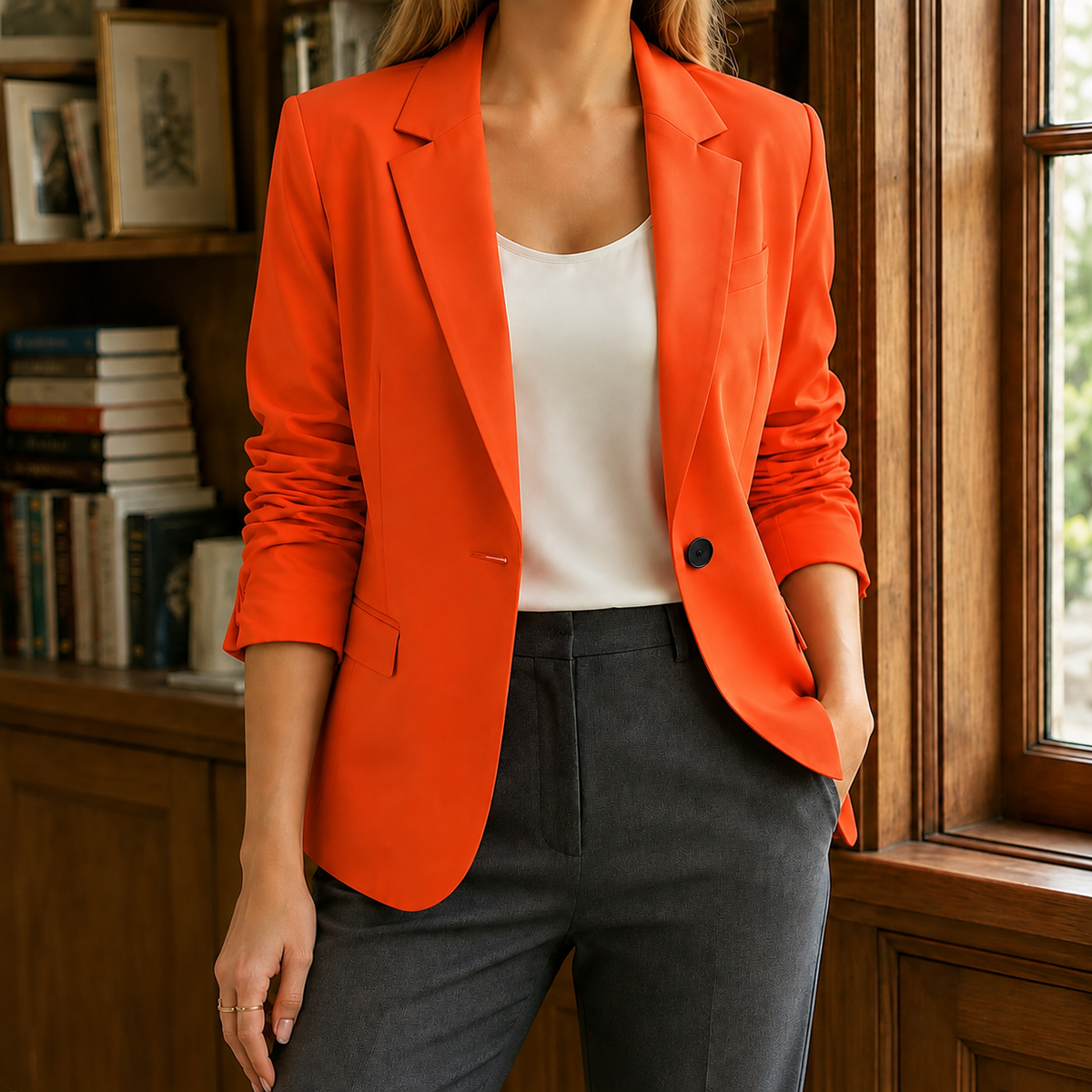 Damen Slim Fit Blazer Business Eleganter Schnitt