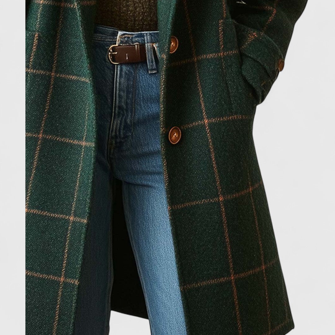 Siera I Damen Slim Fit Karomantel Elegant Herbst Winter