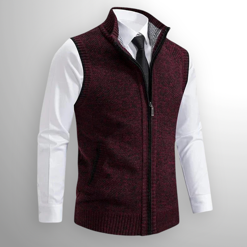 Herren Strickweste Regular Fit Business Freizeit mit Reißverschluss und Stehkragen