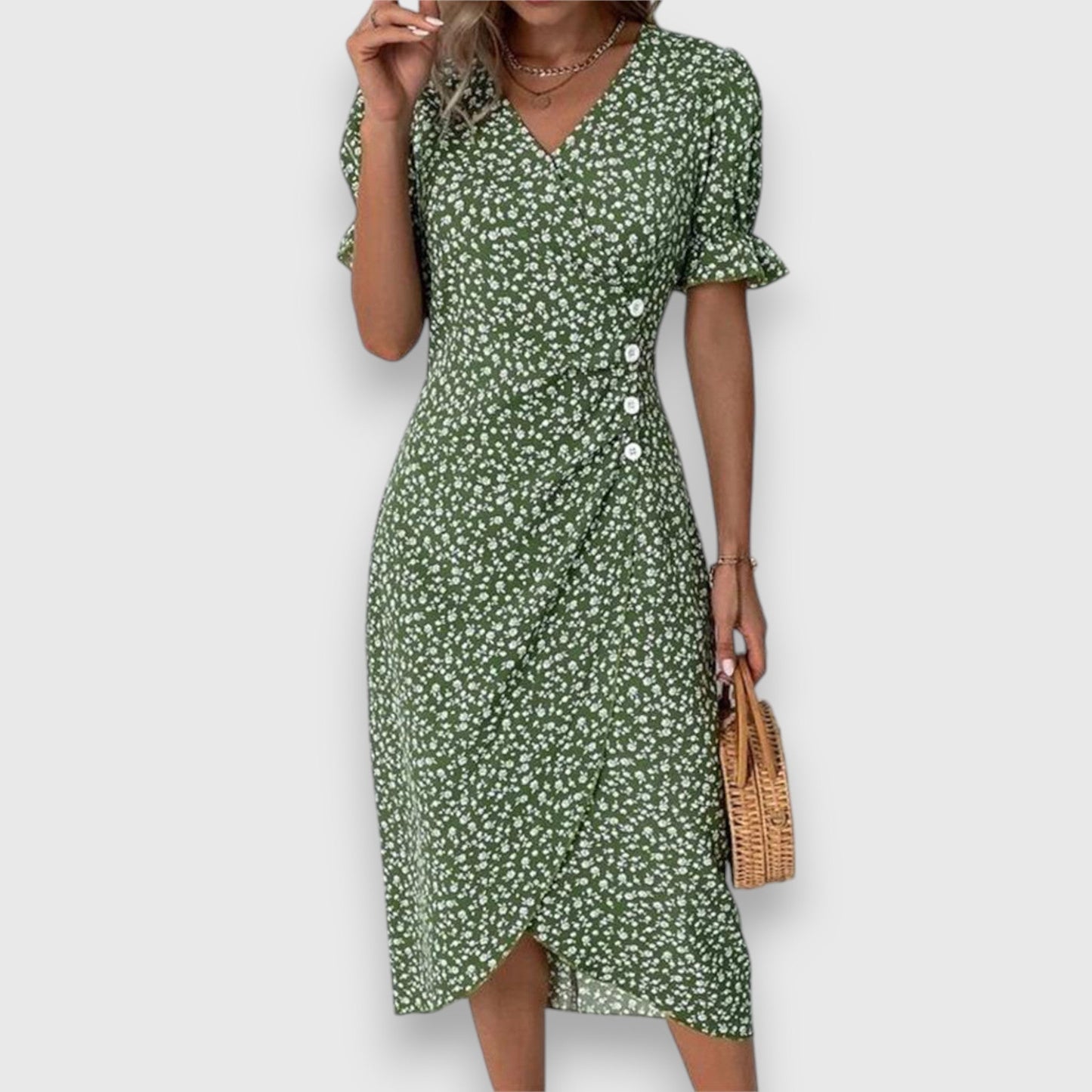 Damen Kleid Slim Fit Freizeit Elegant mit Blumenmuster