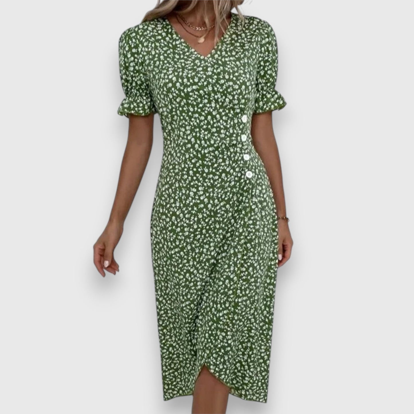 Damen Kleid Slim Fit Freizeit Elegant mit Blumenmuster