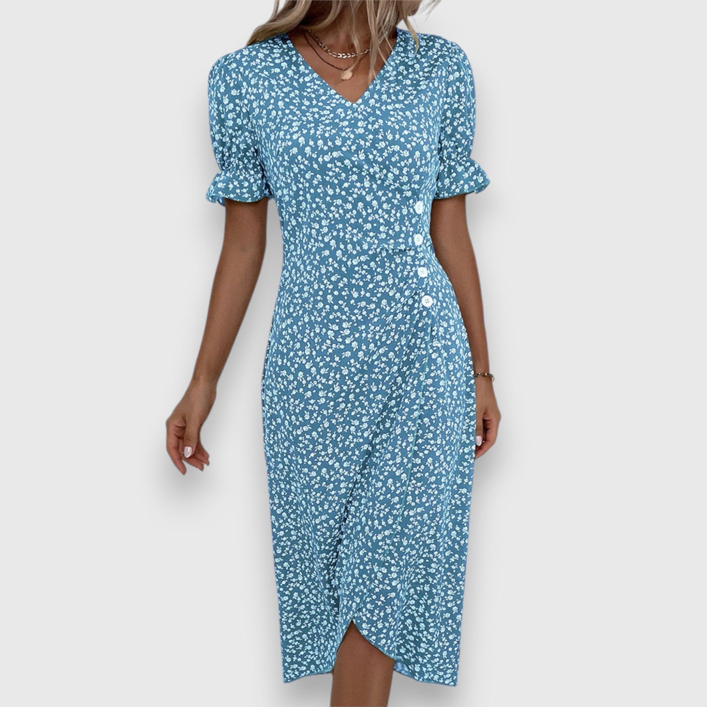 Damen Kleid Slim Fit Freizeit Elegant mit Blumenmuster