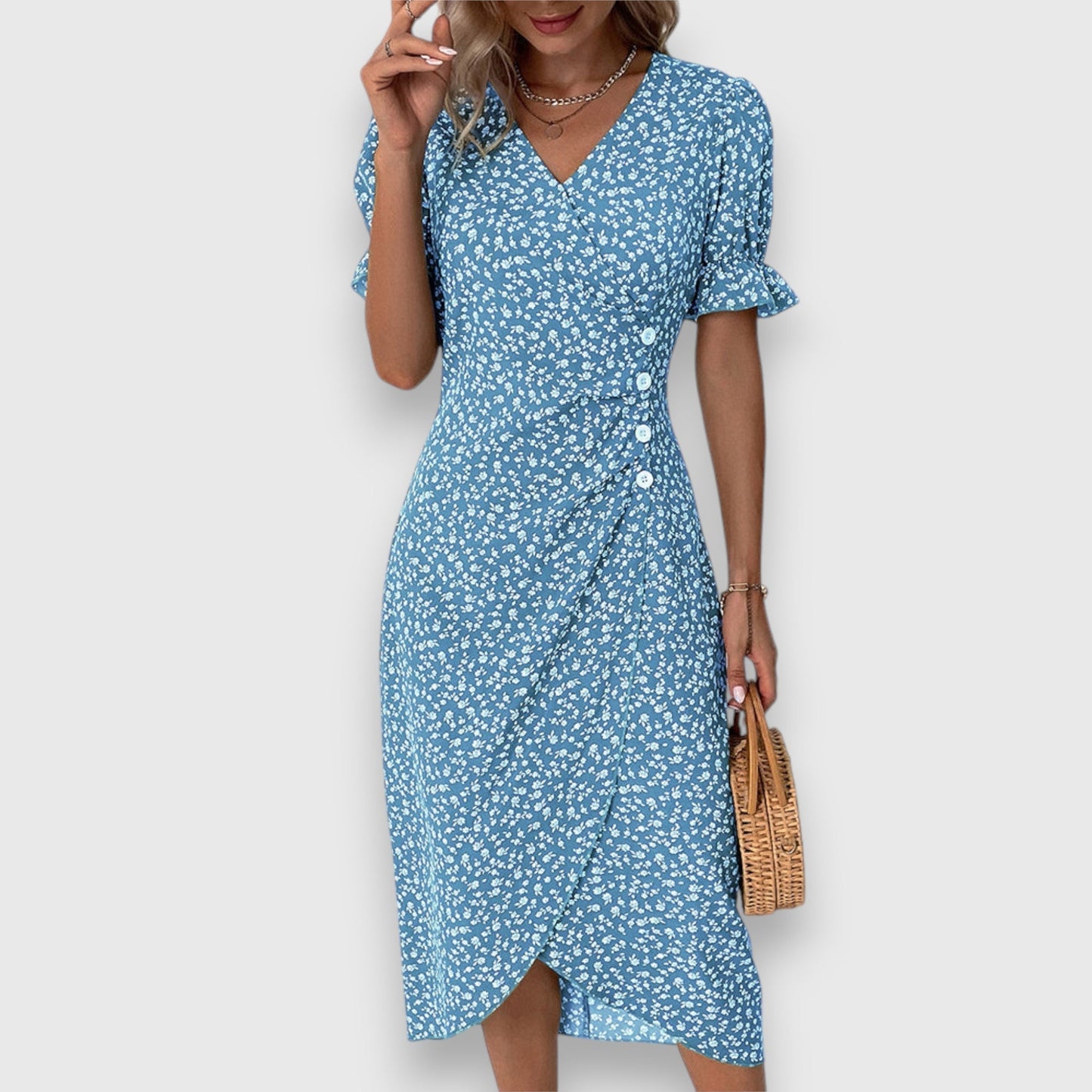 Damen Kleid Slim Fit Freizeit Elegant mit Blumenmuster