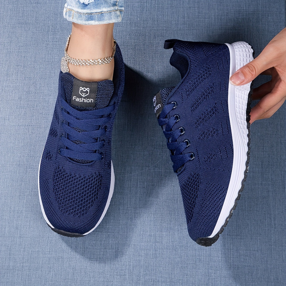 Leichte Strick-Sneaker Damen Regular Fit Freizeit Sommer