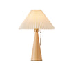 Minimalistische LED-Tischlampe Holz Plissee Stoffschirm Wohnzimmer