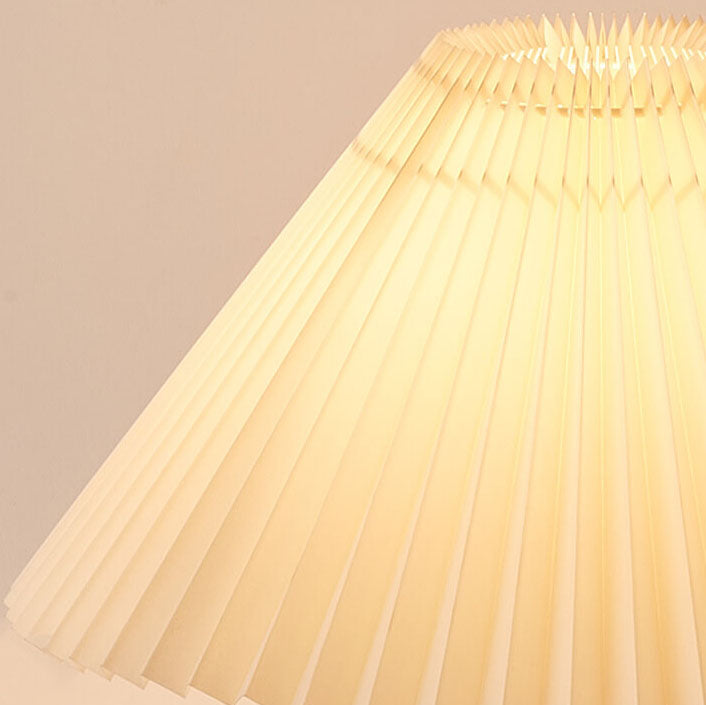 Minimalistische LED-Tischlampe Holz Plissee Stoffschirm Wohnzimmer