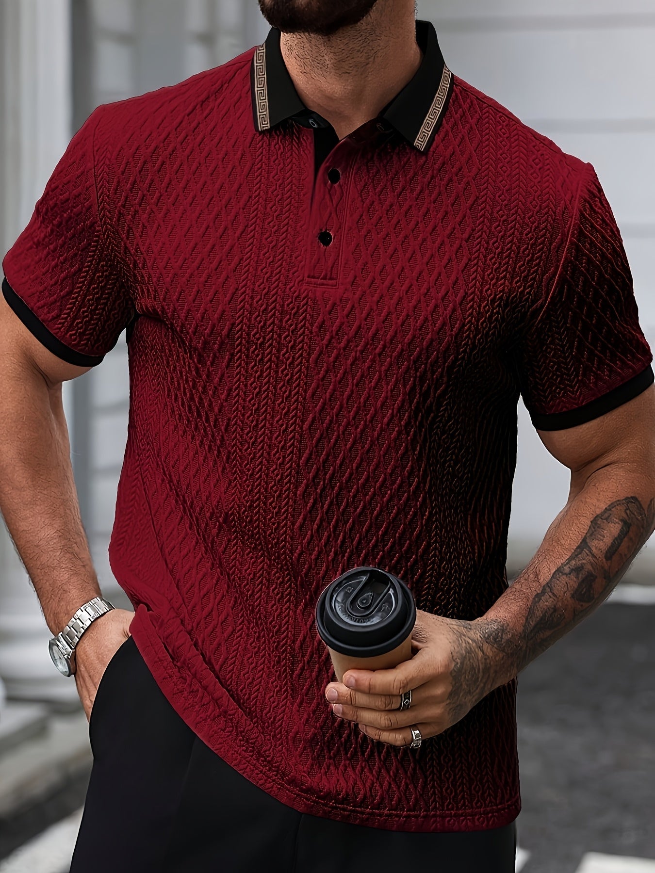 Poloshirt Herren Regular Fit Freizeit Farbblock Sommer