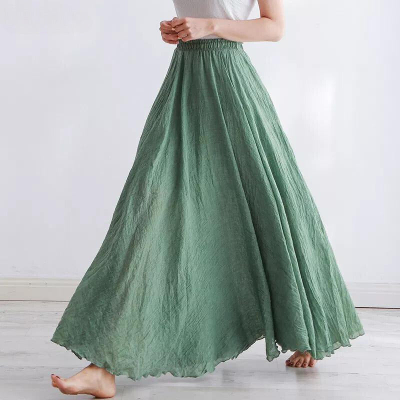 Damen Maxi Rock Plissee Freizeit Sommer