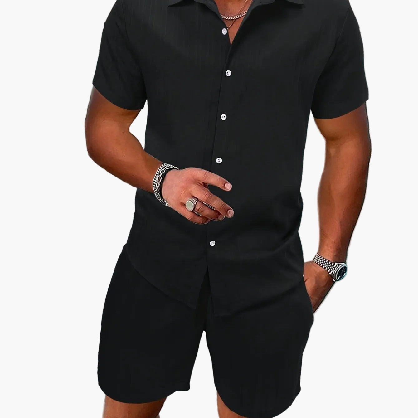 Callan | Herren Freizeit Set Relaxed Fit Kurzarm Hemd & Shorts Sommer