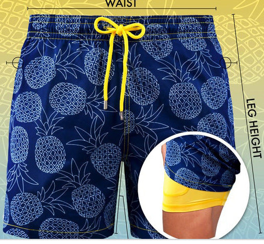 Doppellagige Strandshorts Herren Regular Fit Freizeit Sommer
