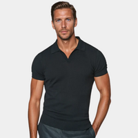 Strick-Poloshirt Herren Slim Fit Freizeit Sommer