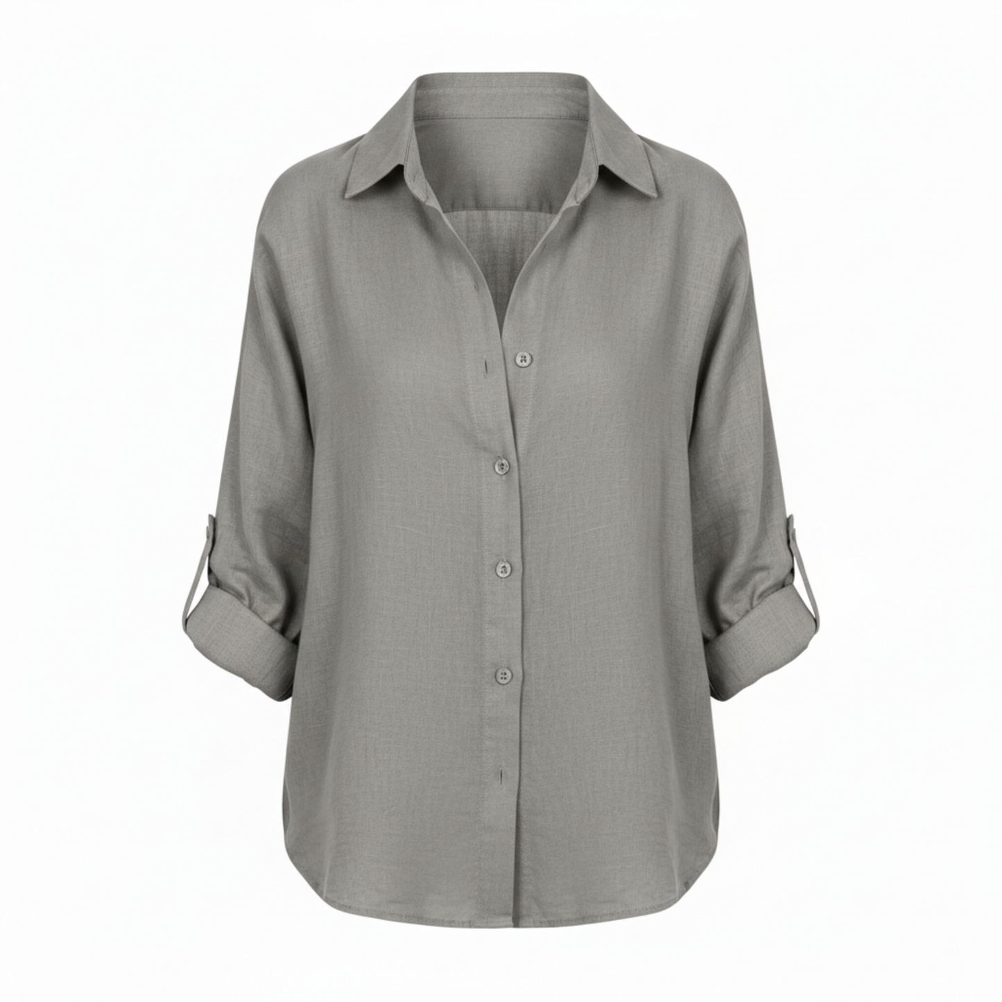 Bluse Damen Lässig Weit 3/4-Ärmel Schlitzkragen Casual