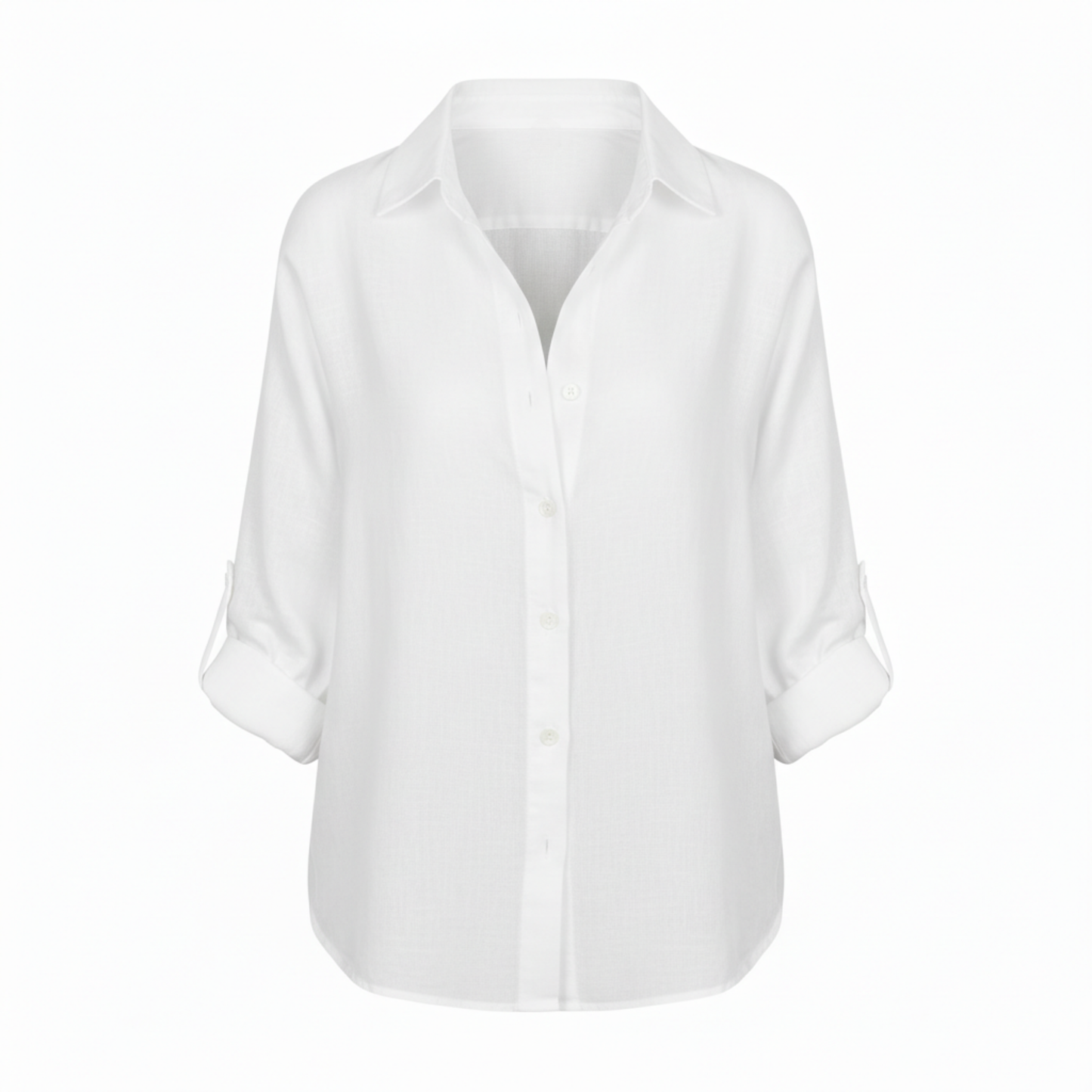 Bluse Damen Lässig Weit 3/4-Ärmel Schlitzkragen Casual